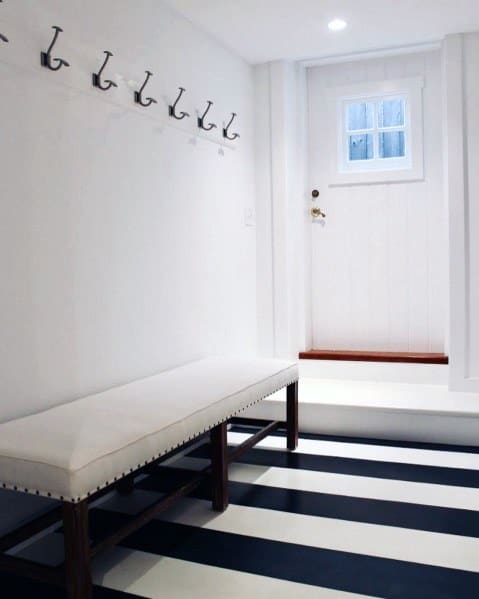 Blue And White Stripes Painted Entryway Flooring Ideas