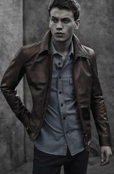 Blue Casual Button Down Shirt Male Style Ideas How To Wear A Leather Jacket Leather Jacket Properly