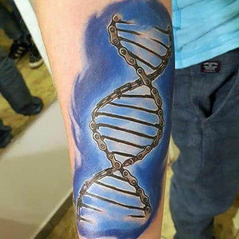 Blue Dna Motorcycle Chain Tattoos For Men
