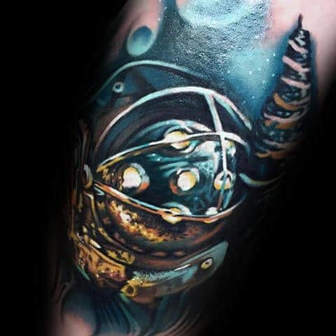 Blue Ink 3d Realistic Guys Bioshock Arm Tattoos