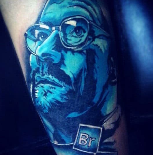 Blue Ink Design Male Breaking Bad Arm Tattoo Inspiration