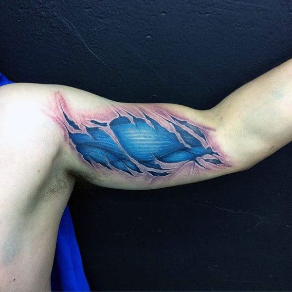 Blue Ink Mens Muscle Bicep Tattoos