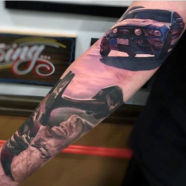 Blue Mustang Guys Upper Arm Tattoo Designs