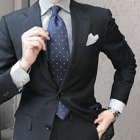 Blue Polka Dot Tie Mens Clothing Black Suit Styles