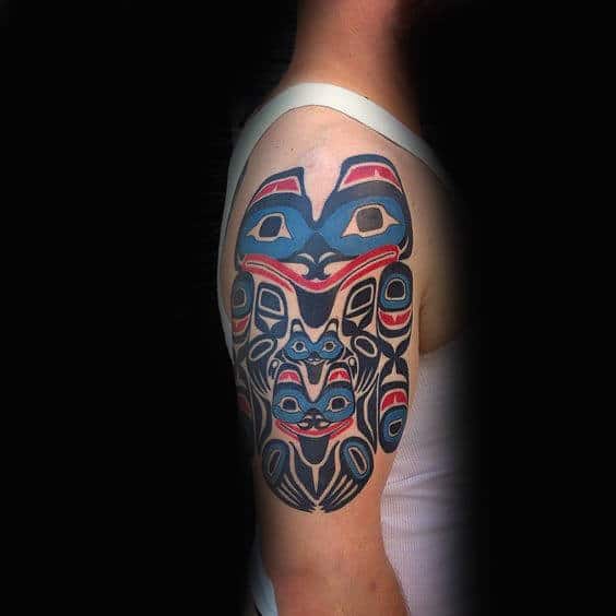 Blue Red Haida Group Tattoo