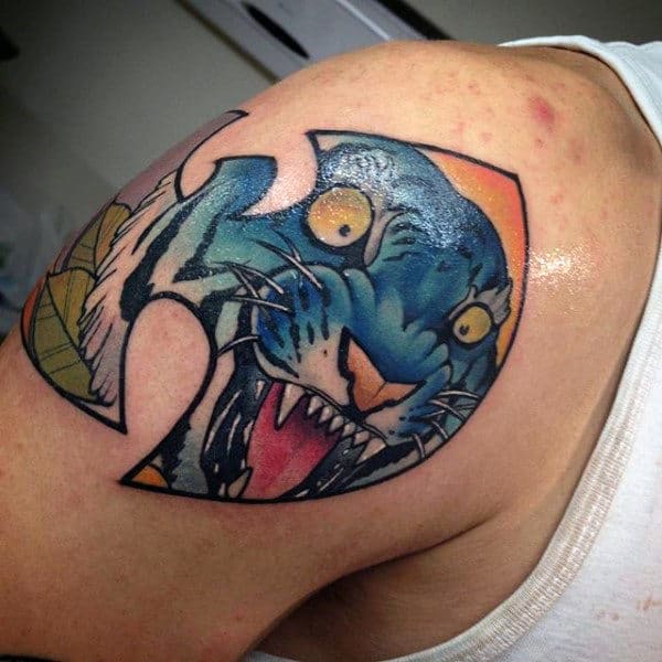 Blue Tiger Wu Tang Mens Shoulder Tattoos
