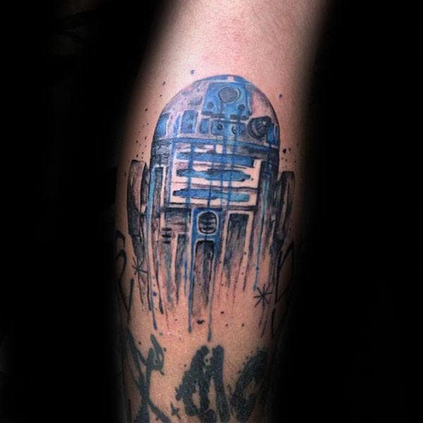 Blue White And Black Ink Rd2d Watercolor Male Arm Tattoos