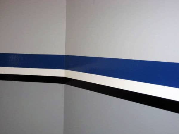Blue White And Black Stripped Design Garage Wall Paint