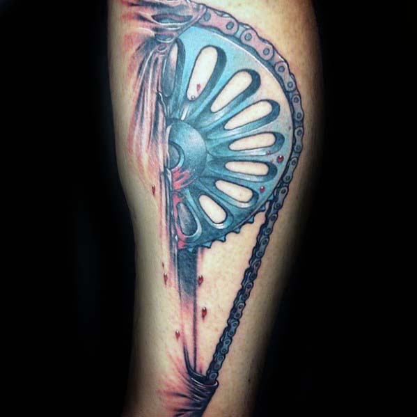 Bmx Gear Ripped Skin Guys Bicycle Inner Forearm Tattoo