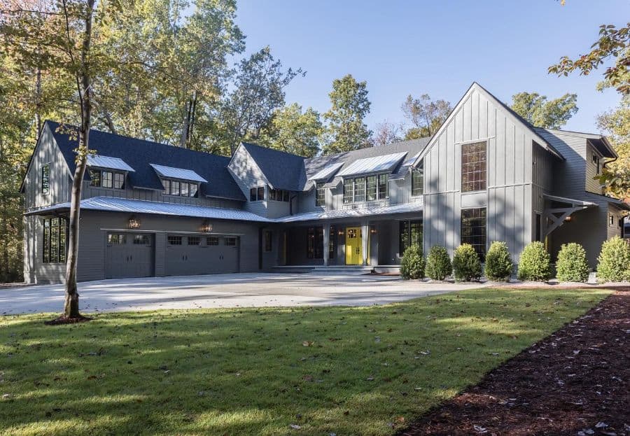 large gray farmhouse exterior 