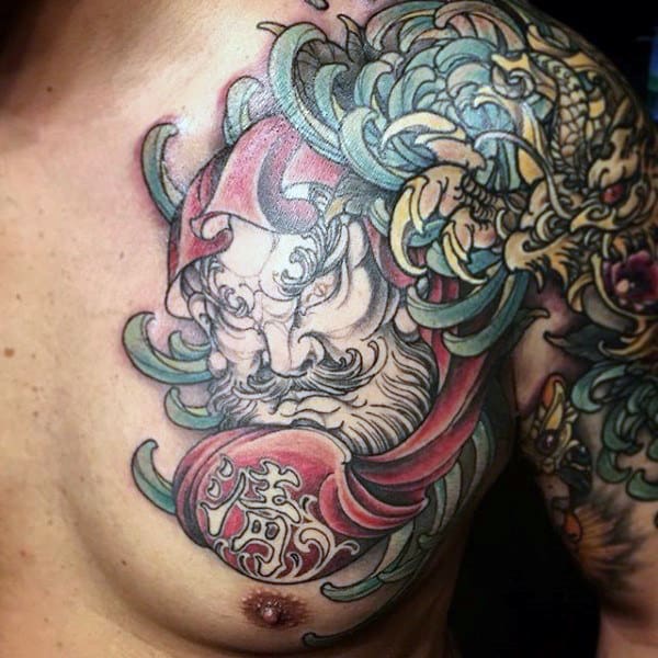 Bodhidharma Daruma Doll Guys Chest Tattoos