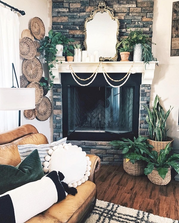 boho style mantel decor