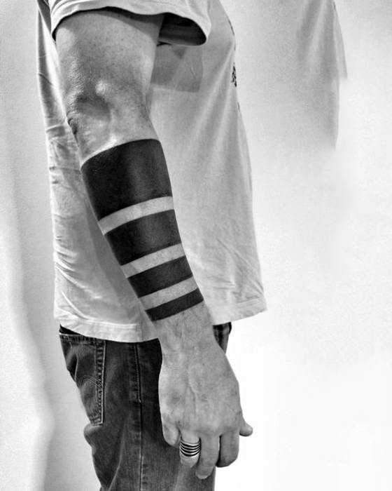 Bold All Black Ink Solid Forearm Bands Tattoo Design Inspiration