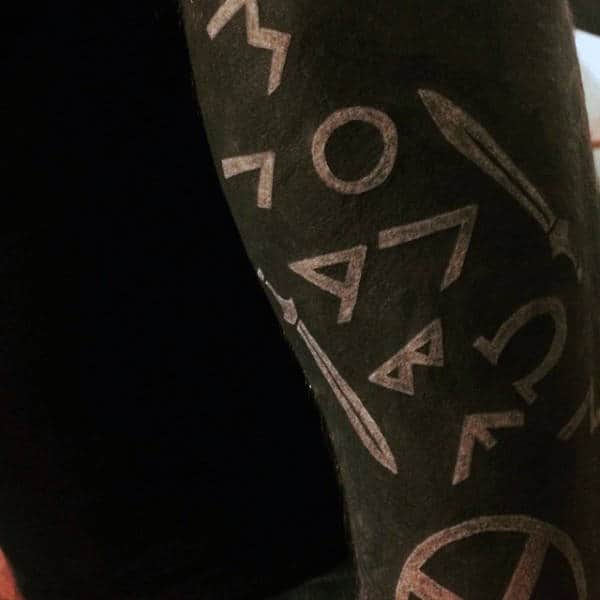 Bold Molon Labe Mens White Ink Arm Tattoo