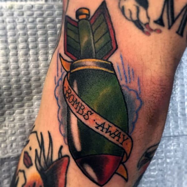Bombs Away Mens Old School Army Arm Tattoos