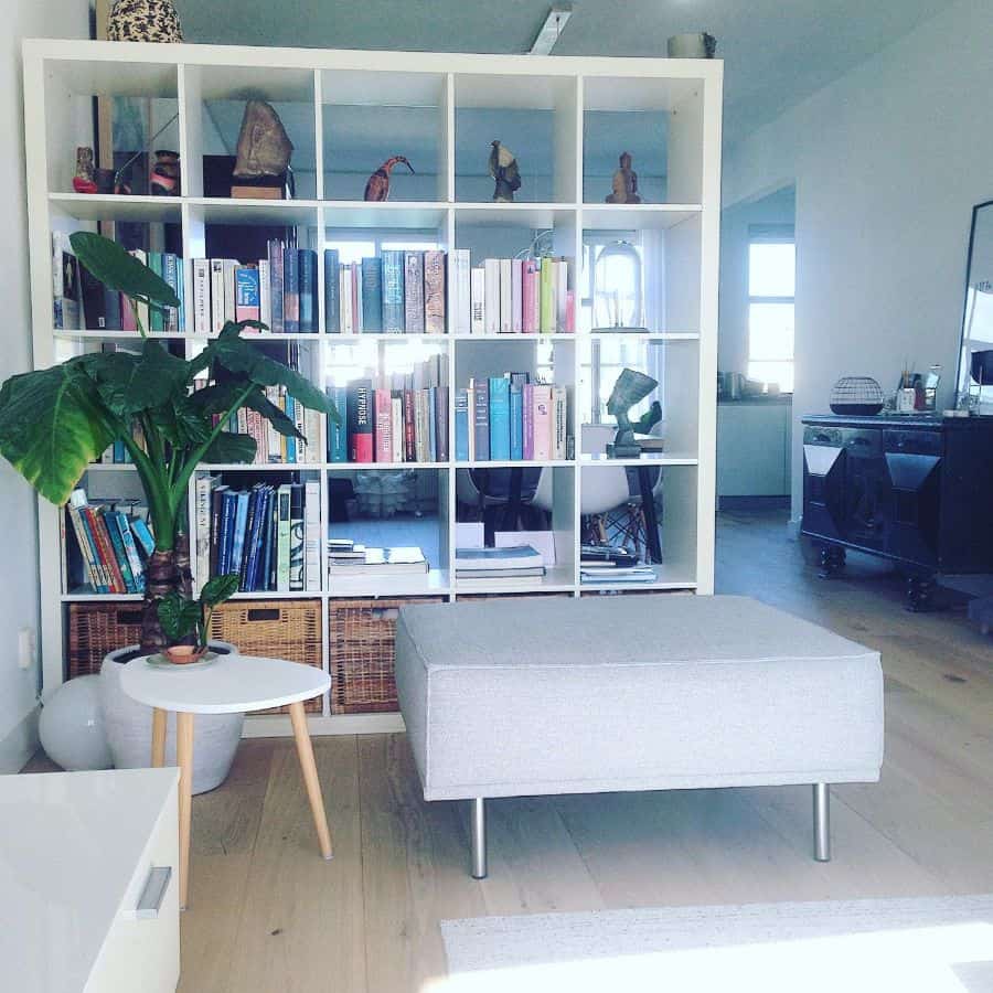 white bookcase room divider ideas