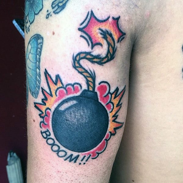 Boom Blast Bomb Tattoo Mens Arms