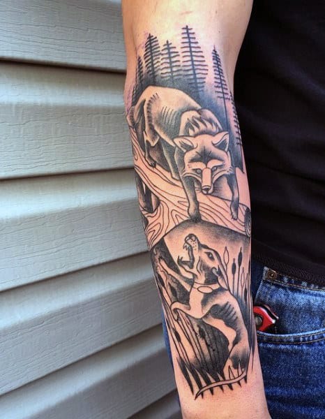 Bow Hunting Tattoo For Men Half Sleeve