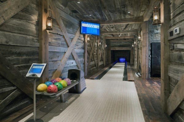 Bowling Alley Rustic Basement Ideas