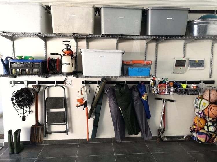 boxes wall mounted garage shelves 