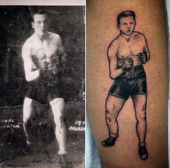 Boxing Grandpa Mens Tattoo
