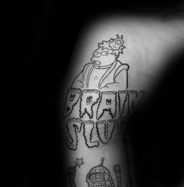 Brain Slug Mens Futurama Tattoo On Leg