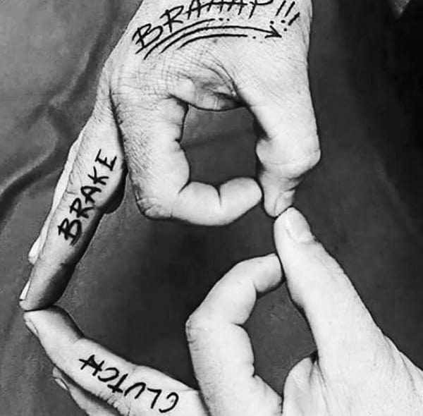 Brake And Clutch Motocross Mens Finger Tattoos