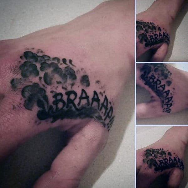 Brap Motocross Sound Hand Tattoo For Men