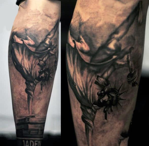 Breakdacing Statue Of Liberty Mens Tattoo On Elbow