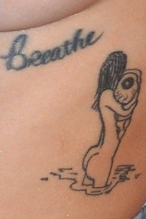 Breathe+woman Cuddling Eye Left Rib Cage