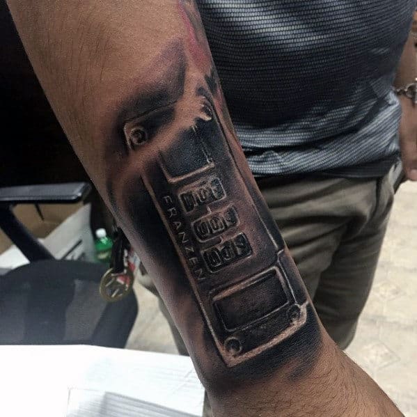 Breifcase Lock Mens Pulp Fiction Outer Forearm Tattoo