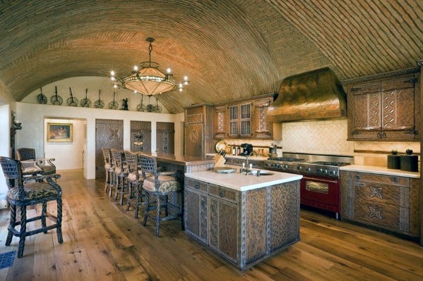 Brick Rustic Kitchen Ceiling Design Ideas