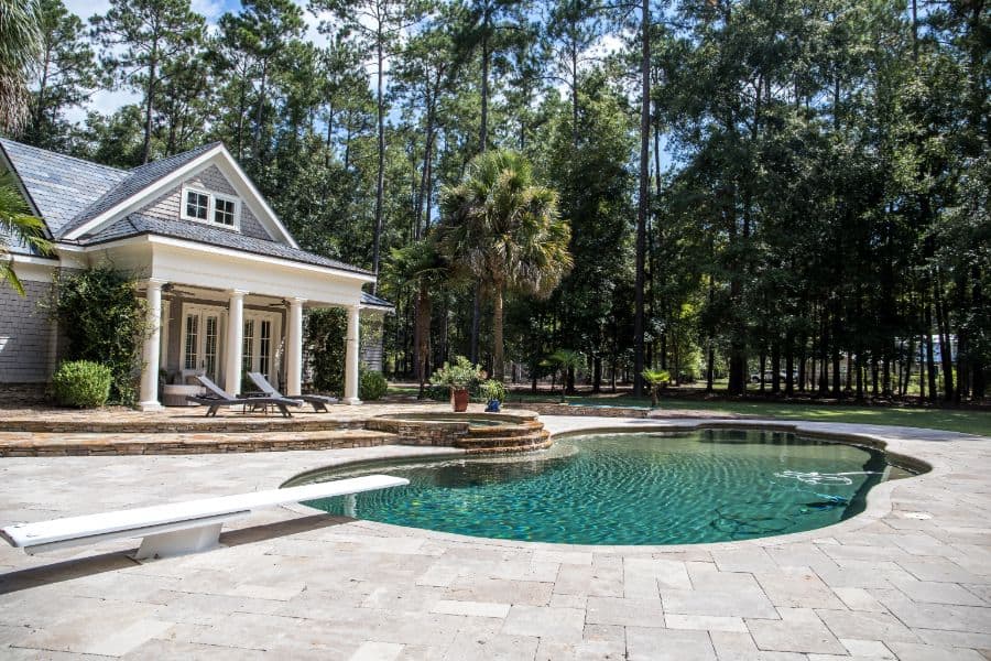 large paver pool patio