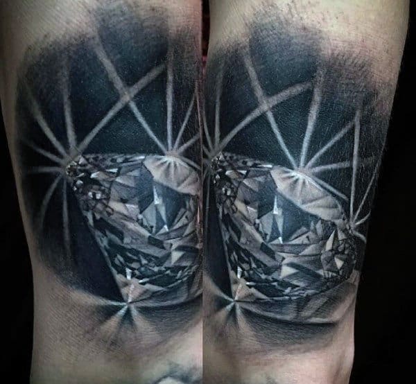 Bright Black Ink Diamond Tattoo For Men With Realistic Design