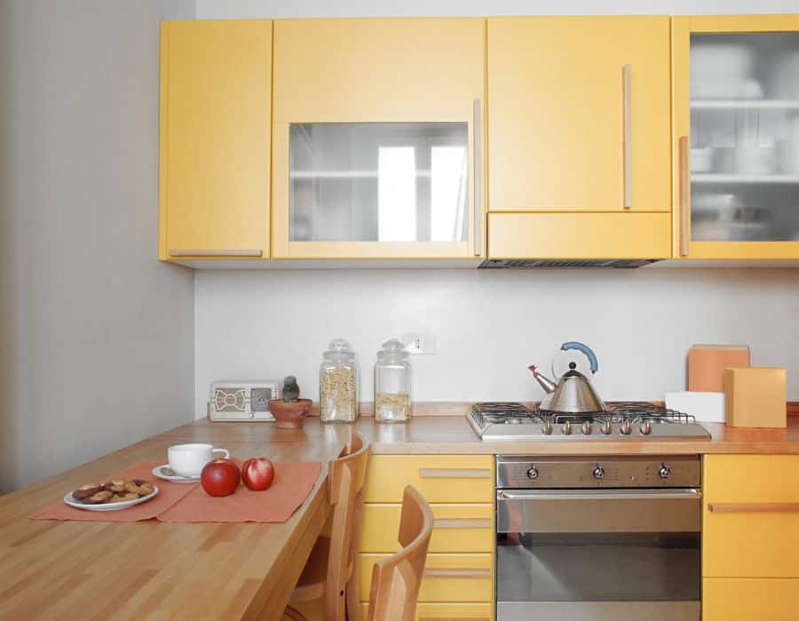 yellow cabinet kitchen