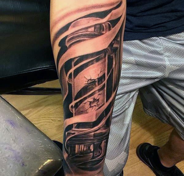 Broken Barbershop Pole Mens Arm Tattoos