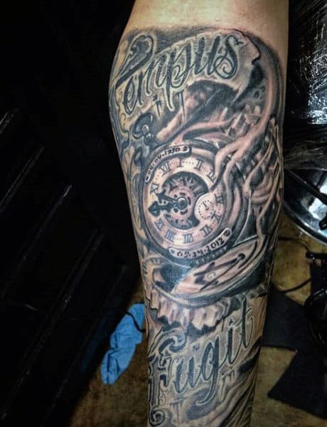 Broken Clock Tattoo For Men