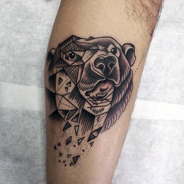 Broken Geometric Bear Mens Forearm Tattoo