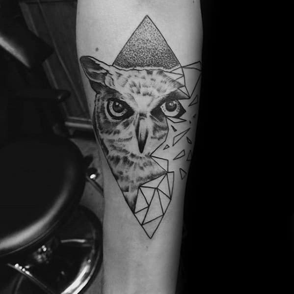 Broken Owl Guys Geometric Tattoo Inspiration On Forearm