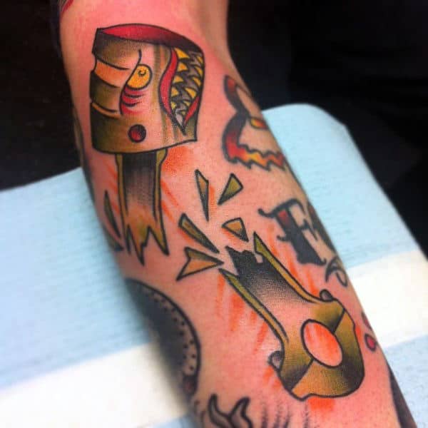 Broken Snapped Piston Men's Tattoos
