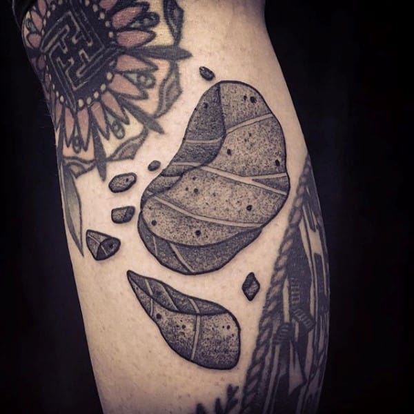 Broken Stone Arm Male Tattoo