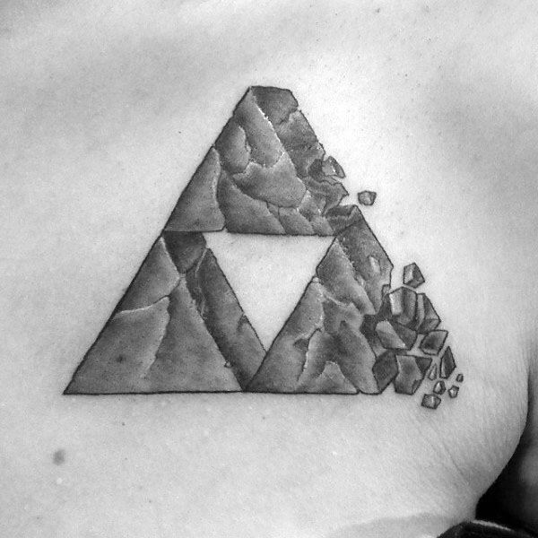 Broken Stone Triforce Mens 3d Chest Tattoo Ideas