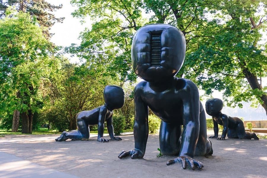 bronze baby sculptures by Czech artist David Cerny