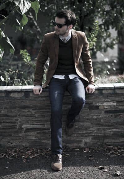 Brown Blazer With Jeans Fall Outfits Mens Styles