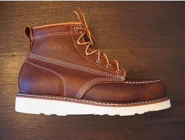 Brown Leather Carolina 6 Inch Wedge Sole Work Boots For Men