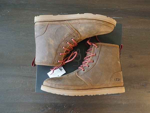 Brown Leather With Red Laces Ugg Harkley Mens Boots