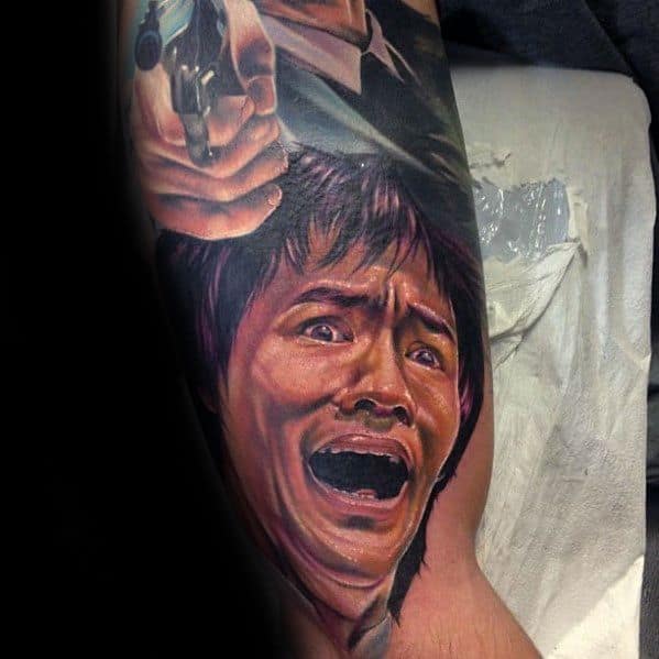 Bruce Lee Tattoo Design On Man On Arm