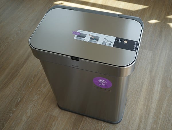 Brushed Stainless Steel Front Simple Human 58 Liter Rectangular Trash Can