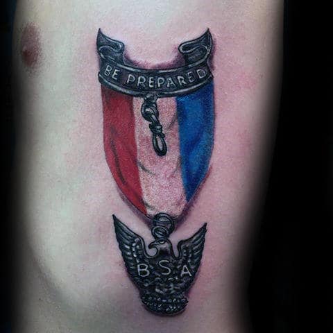 Bsa Be Prepared Mens Eagle Scout Badge Rib Cage Side Tattoos