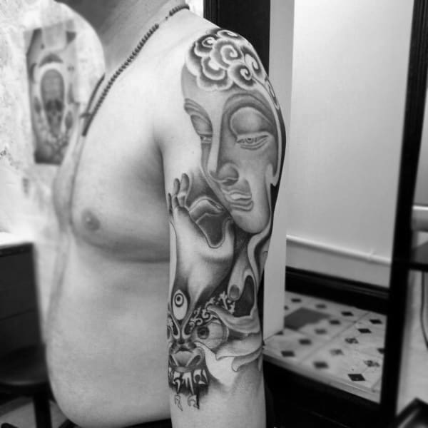 Budhha Nirvana Religious Tattoo Male Sleeves